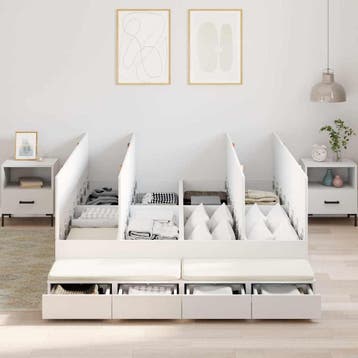 vidaXL Opbergbedframe met lade met opslag Wit 150 cm Bewerkt, Verzenden