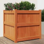 vidaXL Plantenbak 60x60x60 cm massief grenenhout wasbruin, Tuin en Terras, Verzenden, Nieuw