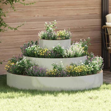 vidaXL Plantenbak Zilver 120 x 120 x 20 cm Gegevens staal, Tuin en Terras, Verzenden, Nieuw