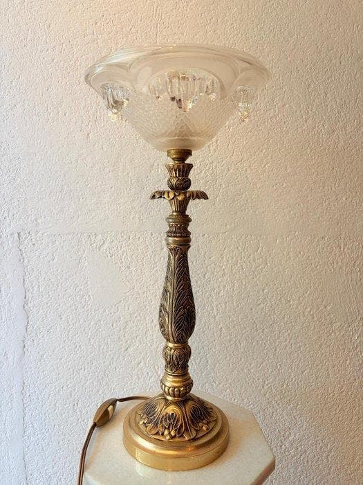 Verrerie Ezan - Lamp - Verguld messing, Antiquités & Art, Curiosités & Brocante