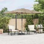 vidaXL Parasol met LEDs en stalen paal 290x290x238 cm bruin, Verzenden