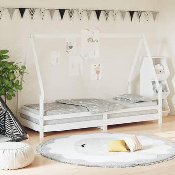 vidaXL Kinderbedframe 80x200 cm massief grenenhout wit, Verzenden