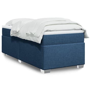 vidaXL Boxspring met matras stof blauw 90x200 cm, Verzenden