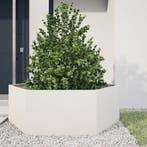 vidaXL Plantenbak zeshoek 138x120x45 cm staal wit, Verzenden