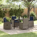 vidaXL Tuin Eettafel Set met kussen 5 pcs Grijs Poly rattan, Verzenden