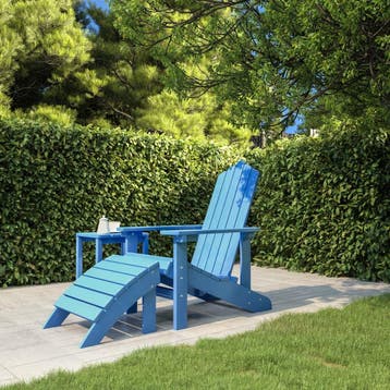 vidaXL Tuinstoel Adirondack met voetenbank HDPE aquablauw, Verzenden