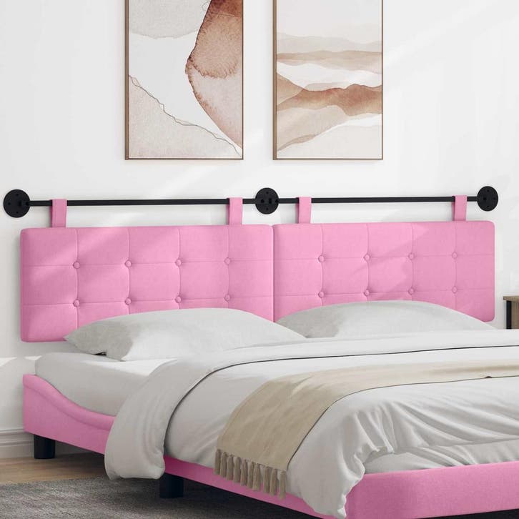 vidaXL Hangend hoofdbord Roze Stof, Maison & Meubles, Chambre à coucher | Lits, Envoi