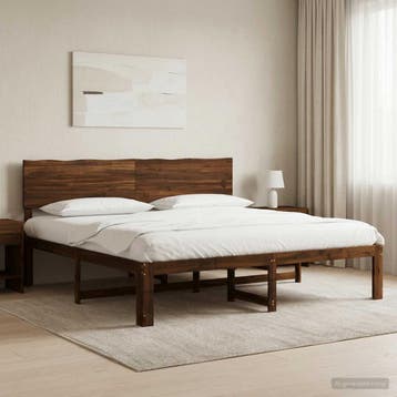 vidaXL Tweepersoonsbed met hoofdbord ROSTOCK Donkerbruin 200, Huis en Inrichting, Slaapkamer | Bedden, Verzenden, Nieuw