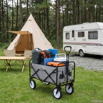 vidaXL Vouwbare winkelwagentje met remmen Grijs 94 x 53 x 99, Verzenden, Nieuw