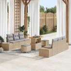 vidaXL Tuinbank Set met kussen met opslag 9 pcs Beige Poly, Verzenden, Nieuw