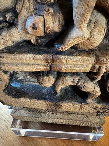 Een architectonisch element in hoog reliëf - Hout - India -, Antiek en Kunst, Kunst | Niet-Westerse kunst
