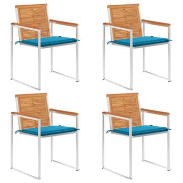 vidaXL Tuinstoelen 4 st met kussens massief acaciahout, Tuin en Terras, Tuinstoelen, Verzenden, Nieuw