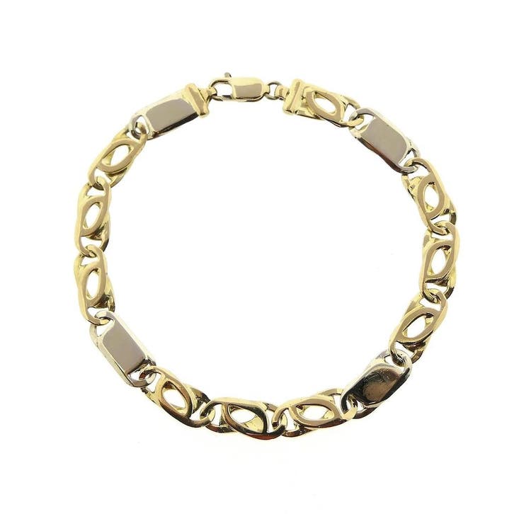Bicolor gouden figaro schakelarmband, Bijoux, Sacs & Beauté, Bracelets, Enlèvement ou Envoi