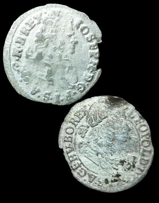 Hongarije. Poltura 2x 1695/1711 - Leopold I & 1711 Joseph I, Postzegels en Munten, Munten | Europa | Niet-Euromunten