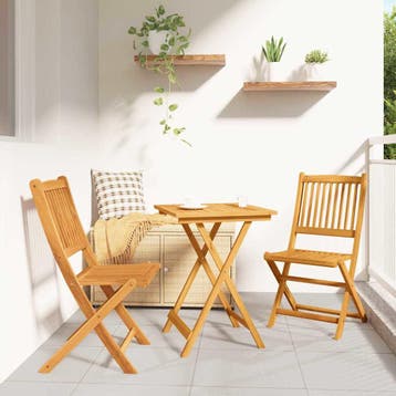 vidaXL Tuin Bistro Set 3 pcs Bruin Massief Acacia Hout, Verzenden