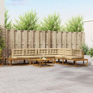 vidaXL Buiten bank set Natuurlijk en Beige, Verzenden
