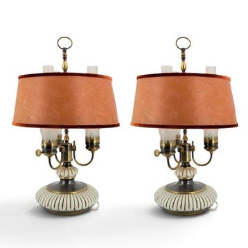Lampe de table (2) - Art Déco - Laiton, Céramique