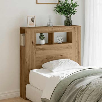 vidaXL Hoofdeinde met LED 100x18,5x103,5 cm hout artisanaal, Verzenden, Nieuw