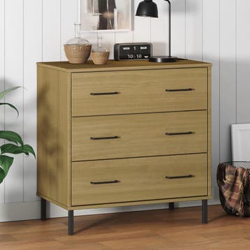 vidaXL Dressoir met 3 lades OSLO 77x40x79,5 cm grenenhout, Verzenden, Nieuw