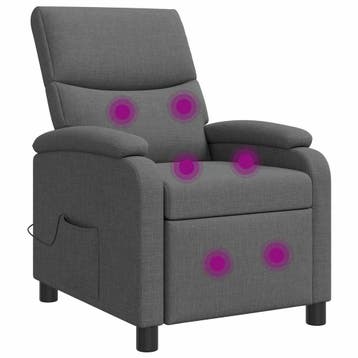 vidaXL Massage Relaxstoel Donkergrijs Stof, Verzenden, Nieuw