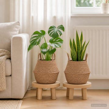 vidaXL Plantenpot met handvatten 2 st Naturel Ø 22 x 20 cm, Tuin en Terras, Verzenden, Nieuw