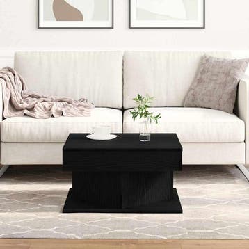 vidaXL Salontafel Zwart Eiken 57 x 57 x 30 cm Bewerkt hout, Verzenden, Nieuw