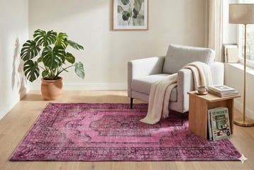 Roze vintage - Vloerkleed - 215 cm - 115 cm - met, Huis en Inrichting, Stoffering | Tapijten en Vloerkleden, Nieuw