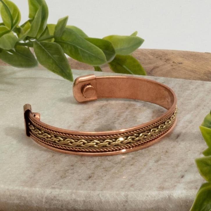 Koperen gezondheids-klemarmband met 2 magneten, Sports & Fitness, Produits de santé, Wellness & Bien-être, Enlèvement ou Envoi