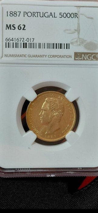 Portugal. D. Luis I (1861-1889). 5000 Reis 1887 MS62, Postzegels en Munten, Munten | Europa | Niet-Euromunten
