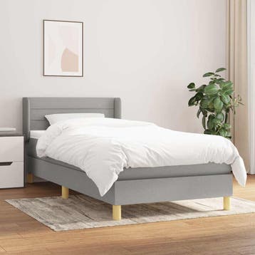 vidaXL Boxspring met matras stof lichtgrijs 90x200 cm, Verzenden