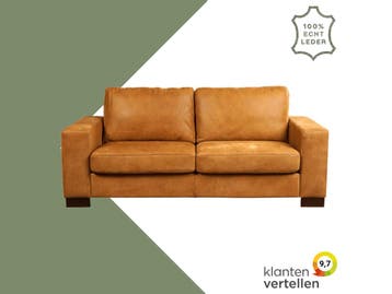 Leren bank Enjoy - 2,5 zits - Kenia Cognac (cognac) - Poten, Ophalen of Verzenden