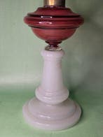 Lampe à huile - Verre rubis& verre opalin - Lempereur&, Antiquités & Art