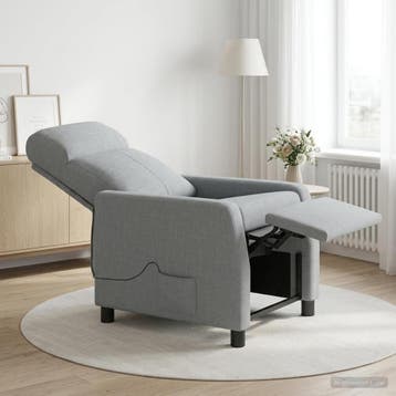 vidaXL Massage Relaxstoel Lichtgrijs Stof, Verzenden