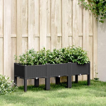 vidaXL Plantenbak met poten 120x40x42 cm polypropeen zwart, Verzenden, Nieuw