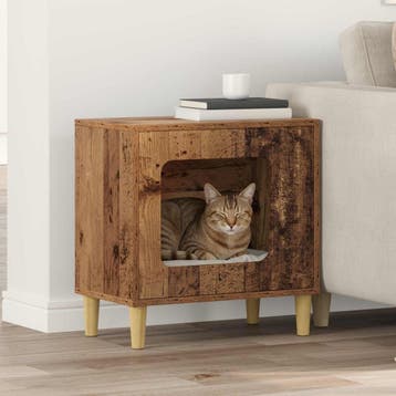 vidaXL Kattenhuis Oud hout 51 x 30 x 52 cm Bewerkt hout, Verzenden, Nieuw