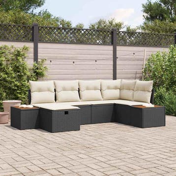 vidaXL Tuinbank Set 6 st Zwart poly rattan, Verzenden, Nieuw