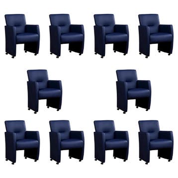 Set van 10 Leren eetkamerstoelen Pleasure - Toledo Kobalt, Ophalen of Verzenden