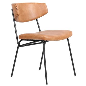 Stoel | Kunstleer/Metaal | Cognac | Zwart Frame | Indoor |, Verzenden, Nieuw in verpakking