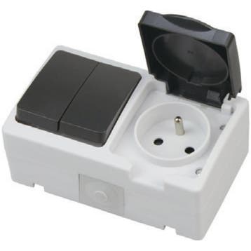 Buitenstopcontact IP54 Geaard met Schakelaar (Enkel/Dubbel), Verzenden, Nieuw