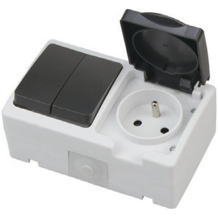Buitenstopcontact IP54 Geaard met Schakelaar (Enkel/Dubbel), Doe-het-zelf en Bouw, Elektriciteit en Kabels, Nieuw, Verzenden