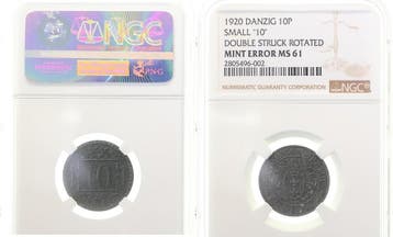 10 Pfennig Danzig 1920 2 x verdreht gepraegt Unikat Ngc, Verzenden, België