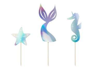 Zeemeermin Taart Topper Set 3 delig, Hobby en Vrije tijd, Verzenden, Nieuw
