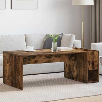 vidaXL Salontafel Rook Eiken 101,5 x 50 x 37 cm Bewerkt hout, Huis en Inrichting, Tafels | Salontafels, Verzenden, Nieuw