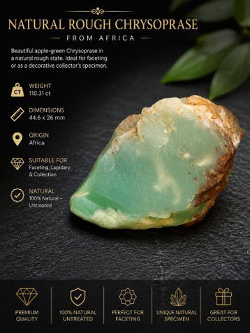 Natural Rough Chrysoprase from Africa – 110.31 ct – Faceting, Handtassen en Accessoires, Overige Accessoires, Verzenden, Nieuw
