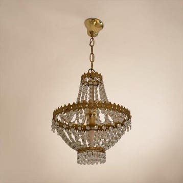 Plafondlamp - Messing, Kristal - Luxe-spin, Nieuw