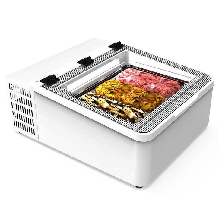 Schepijsvitrine | MINI CREAM | Energiezuinig | Wit | 3x 5L, Articles professionnels, Horeca | Équipement de cuisine, Envoi