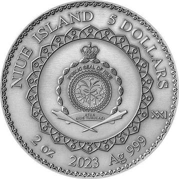 Niue. 5 Dollars 2023 Rabbit - Mandala Collection 2 oz