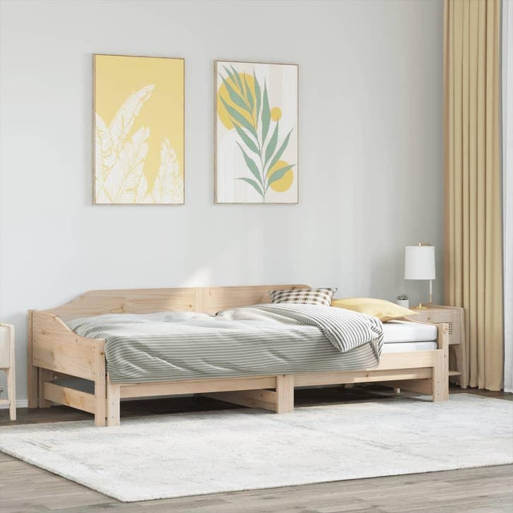 vidaXL Slaapbank met onderschuifbed 90x190 cm massief, Huis en Inrichting, Slaapkamer | Bedden, Nieuw, Verzenden