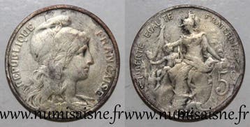 France Frankreich Km 842 5 Centimes 1914 Typ Dupuis zilve..., Postzegels en Munten, Verzenden, België