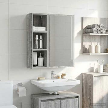 vidaXL Badkamer wandkast Grijze Sonoma 20 x 16 x 62,5 cm, Verzenden